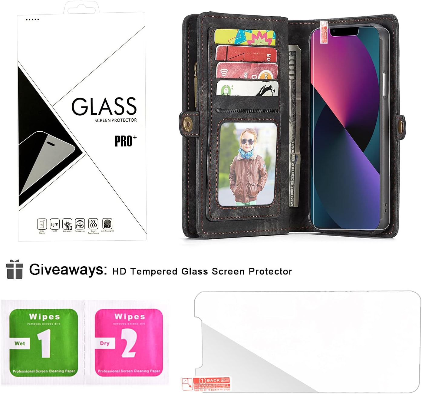 Bеѕt Rеvіеw Zttopo Wallet case Compatible with iPhone 13, 2 in 1 Leather Zipper Detachable Magnetic 11 Card Slots Money Pocket Cover with Screen Protector iPhone 13 Case Wallet 6.1 Inch