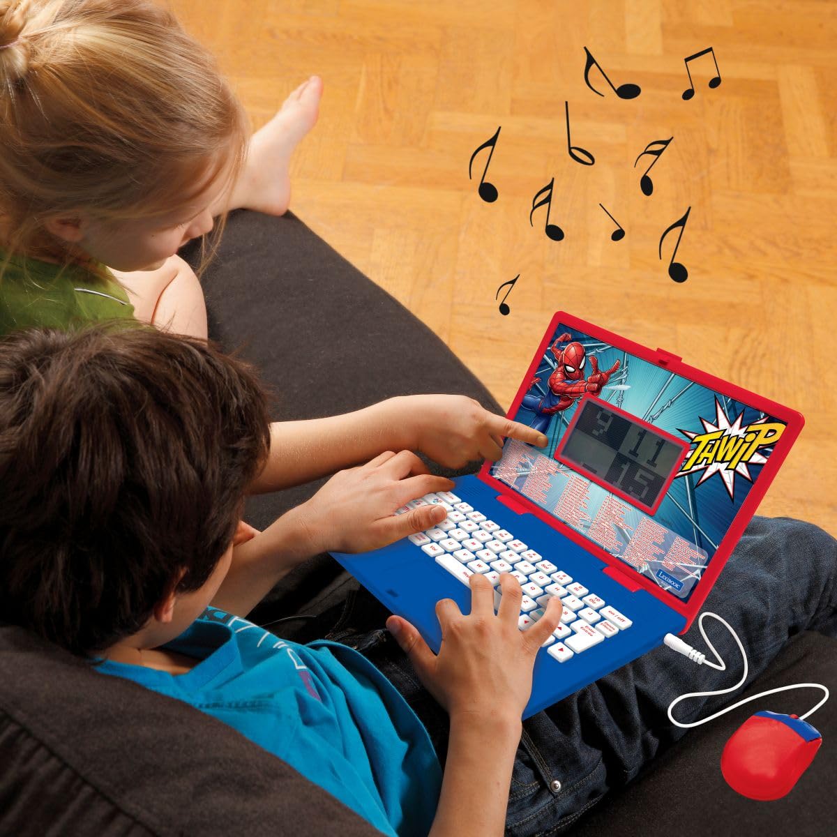 Lexibook, Spider-Man Computadora Educativa, JC601SPi1LXB | Inglés/Francés, 164 actividades, Matemáticas, Juegos de lógica, Modo de música, Pantalla LCD, Rojo/Azul