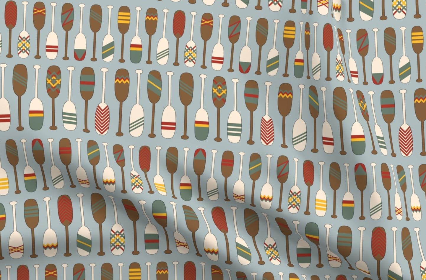 Spoonflower Fabric - Canoe Paddles Lake Oars Camping Outdoors Rustic Cabin Water Nautical Printed on Petal Cotton Fabric Fat Quarter - Sewing Quilting Apparel Crafts Decor