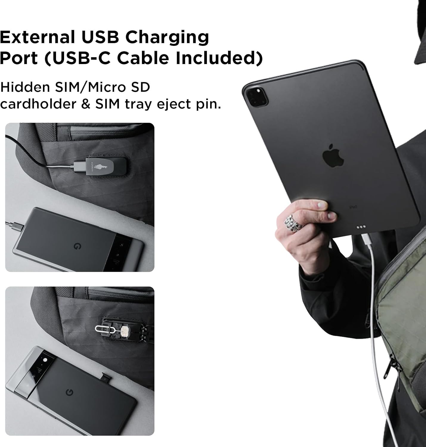 ALPAKA Bravo Sling Max, 8L RFID-Blocking Sling Laptop Bag for Men with Maglockz Buckle, Lockable Zips & External USB Port - Image 9