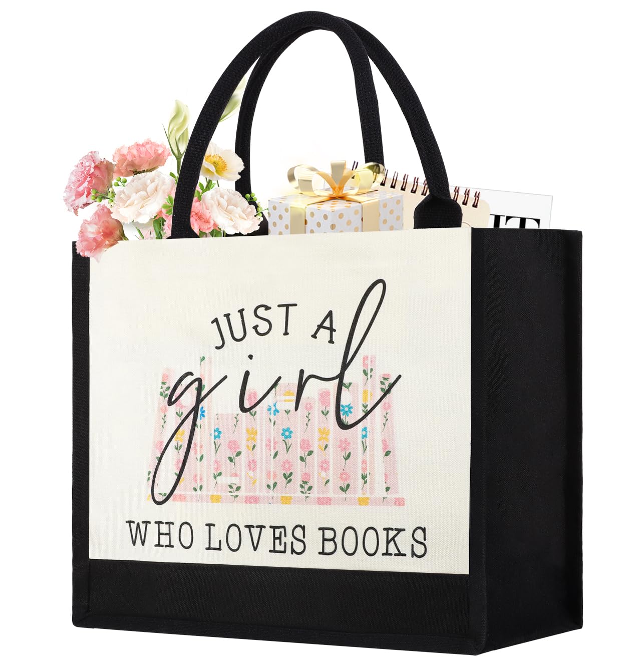 GevGuxLuo Canvas Tote Bag for Women, Cute Book Lover Gifts for Women, Book Lover Gifts Aesthetic Tote Bag Reusable Bag, Birthday Christmas Gift Bookish Gift for Reader Librarian Who Loves Books