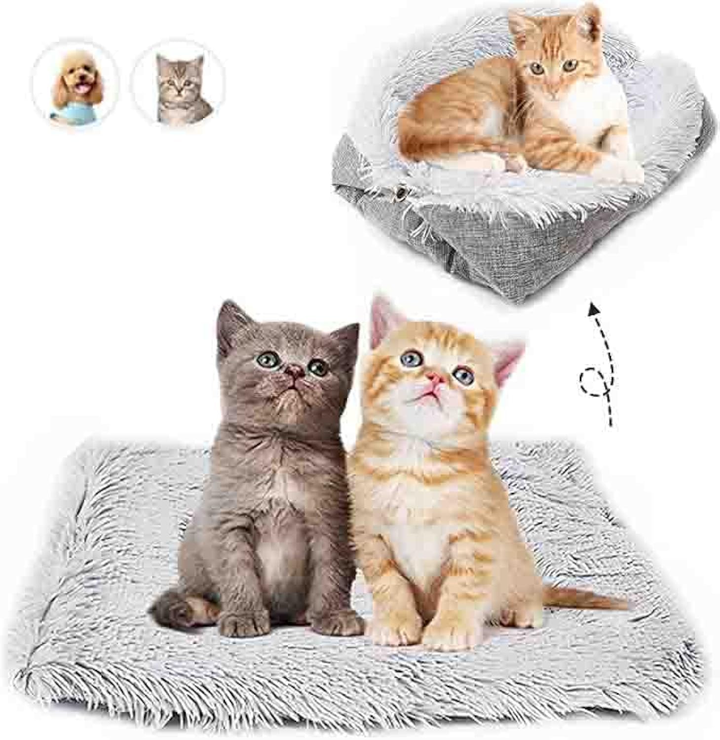 NUJOOM Cat Bed Small Dog Bed, Self Warming Cat Beds Self Heating Cat Dog Mat, Extra Warm Thermal Pet Pad Pet Bed Snooze Sleeping for Cat/kitten/Dog/Pet (Grey)