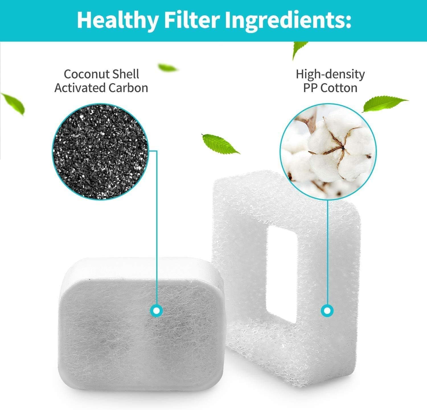 Poweka Filter for iPettie Drinking Fountain Cats and Dogs Compatible with 2.1 L Cat Fountain Water Dispenser (8 + 2 Pieces) - Image 4
