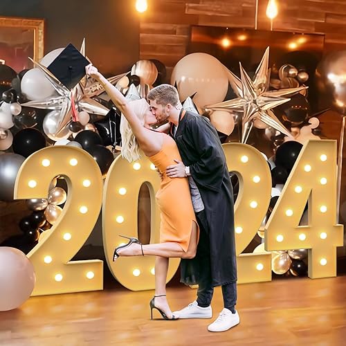 Miniatura 2 de Números iluminados 0, números de marquesina de 4 pies para decoración de cumpleaños de 30 y 50 años, números de mosaico para globos, letras