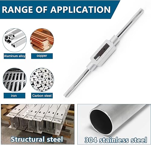 Miniatura 4 de Juego de 8 roscas métricas, 7 grifos de rosca corta M3 a M12 y 1 llave de rosca ajustable, roscas manuales y de máquina (adecuadas para M3 M4 M5 M6