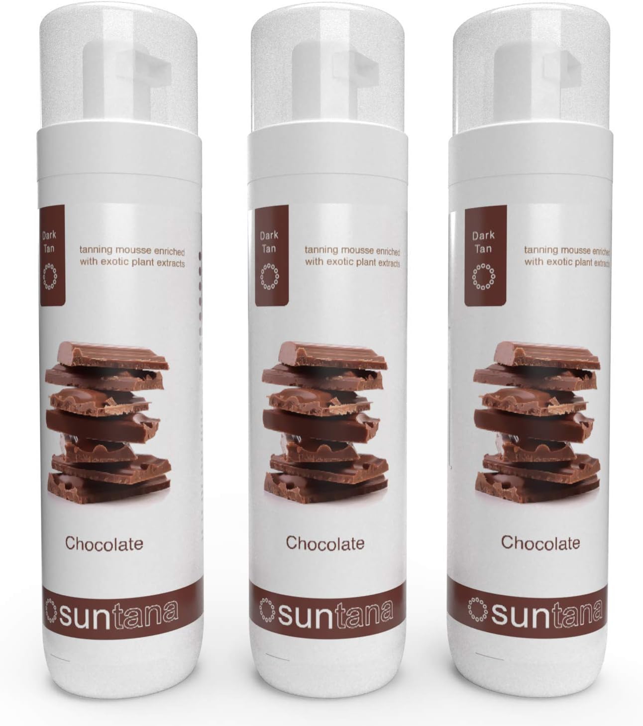 3 X Suntana Chocolate Fragranced 12% Self Tanning Mousse
