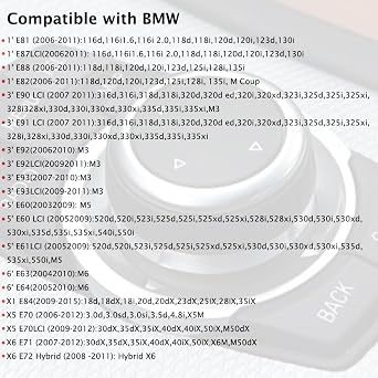 Car CIC IDrive Multi-Media Knob Menu Button Switch for BMW 1 3 5 X1 X5 X6 E Series E87 E90 E91 E92 E60 E84 E70 E71 E72, Black
