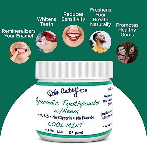Miniatura 3 de Dale Audrey Polvo de dientes ayurvédico remineralizante para dientes sensibles  Refrescante sabor menta fresca blanqueamiento de dientes y aliento