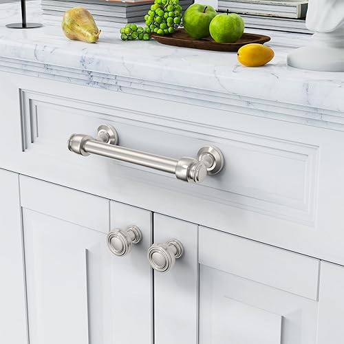 Miniatura 2 de Paquete de 10 tiradores de herrajes para gabinete, 4 pulgadas (4.016 in) entre agujeros, aleación de zinc, fáciles de limpiar, manijas de gabinete