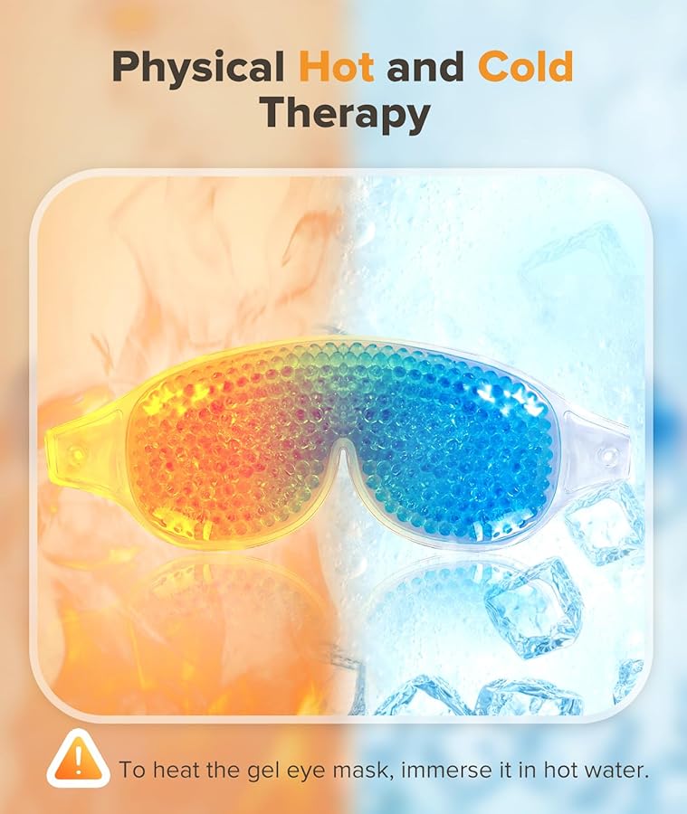 Silk Sleep Mask Light Blocking, LC-dolida Cooling Eye Mask for Sleeping Includes Silk and Gel Eye Masks for Migraine Dry Eye Women Men(Pink) - image 3