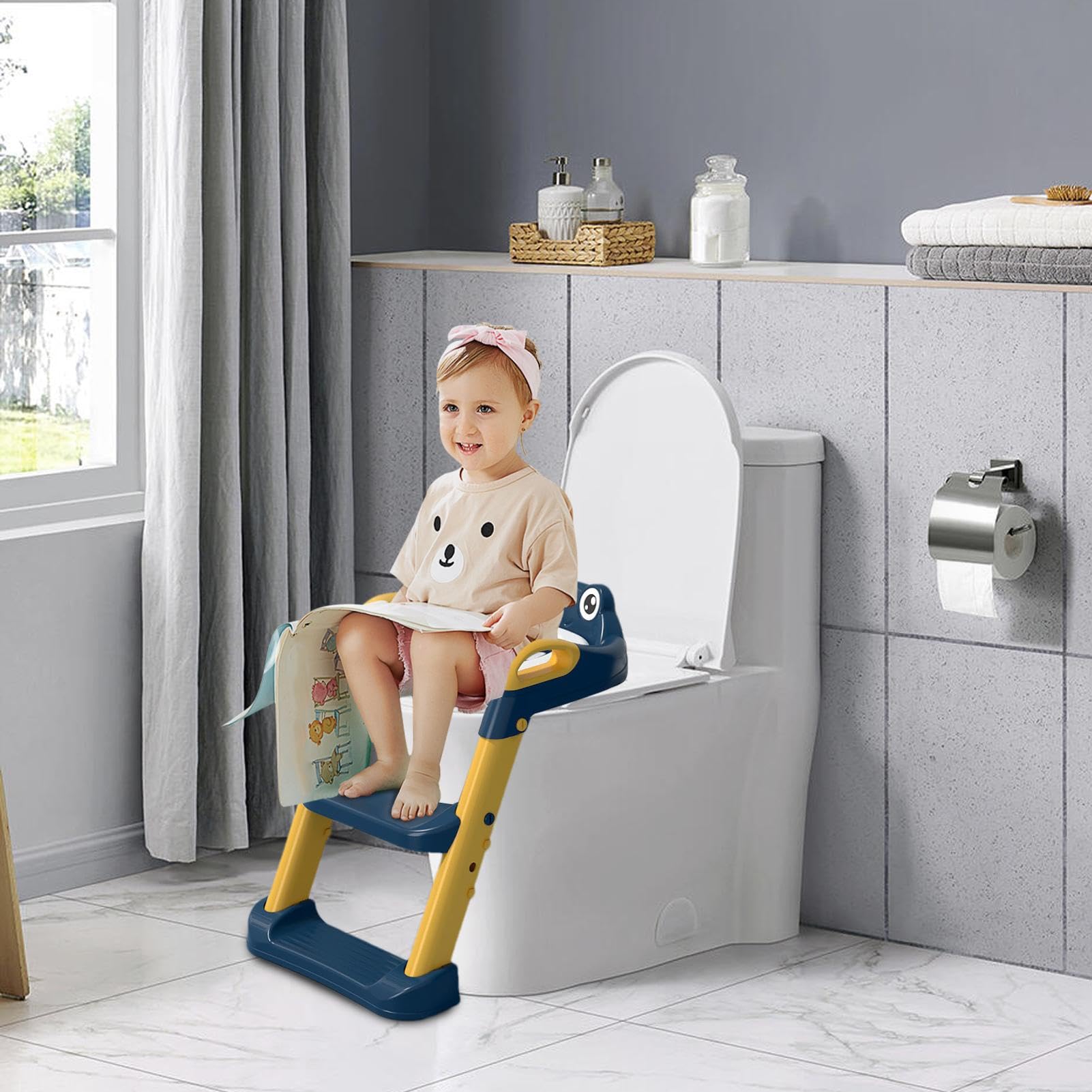 Sedile Wc Regolabile Riduttore WC Per Bambini Con Scala - Foto 9