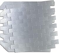 Vista 1 de XUANINY 10 láminas de azulejos metálicos despegables y adhesivos para salpicadero, autoadhesivos de aluminio cepillado estilo subway, pegatina