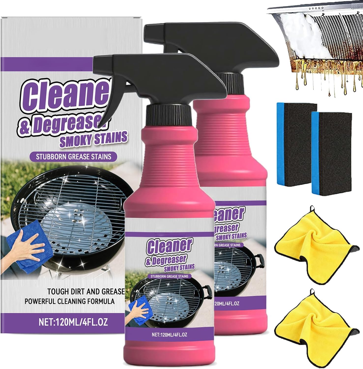 Heavy Duty Gril Huiledestruction Spray, 2026 Nouveau Nettoyant Barbecue Nettoyants Cuisine, Inox Nettoyants Multi-usage Plaque Induction Produit Menager Entretien Maison (2 pcs)