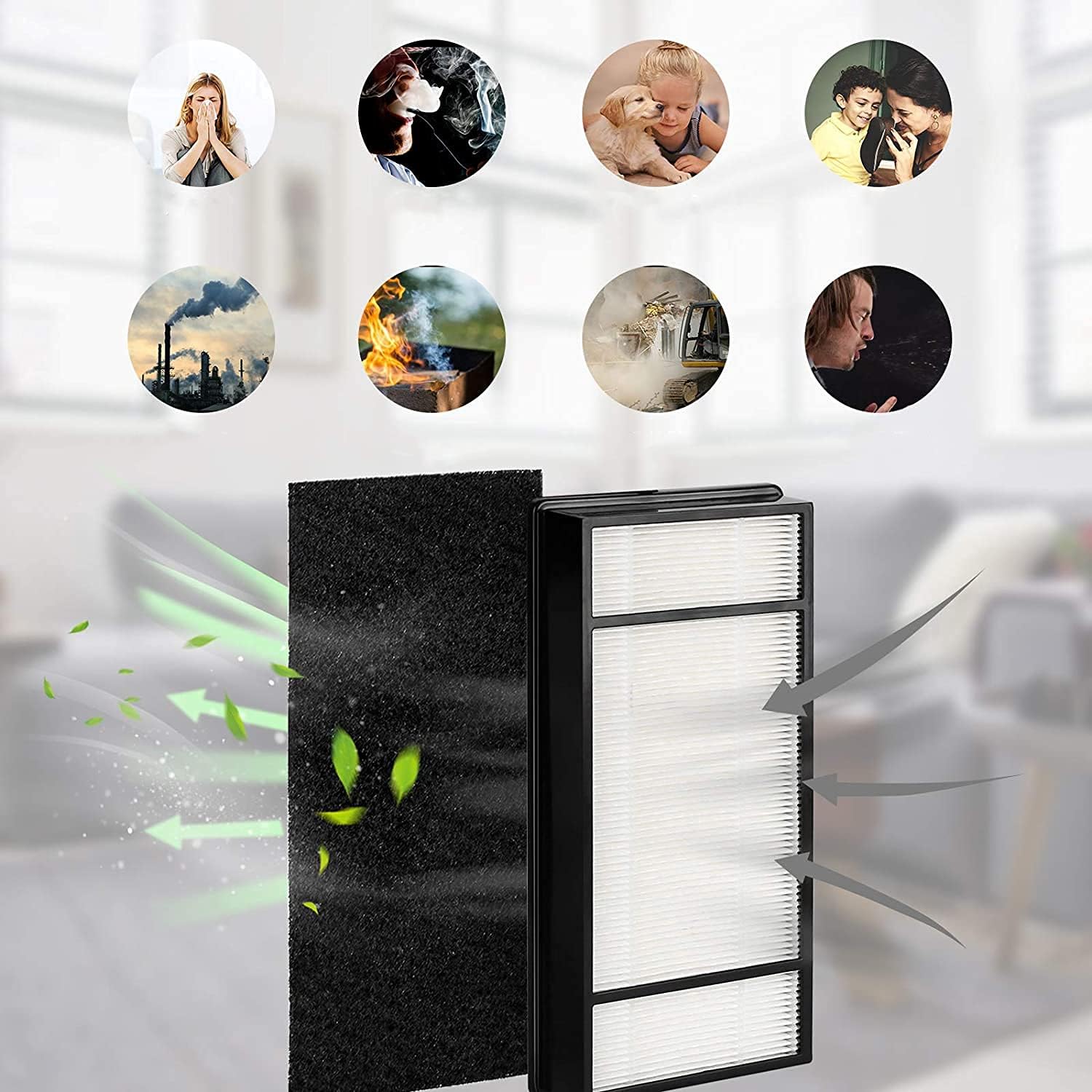 4 Pack HRF-H1 HRF-H2 / Filter (H) + 8 Pack Carbon Pre Filter Compatible with Honeywell HPA060, HPA160, HPA050, HPA150, HHT055, HHT155 - Image 2