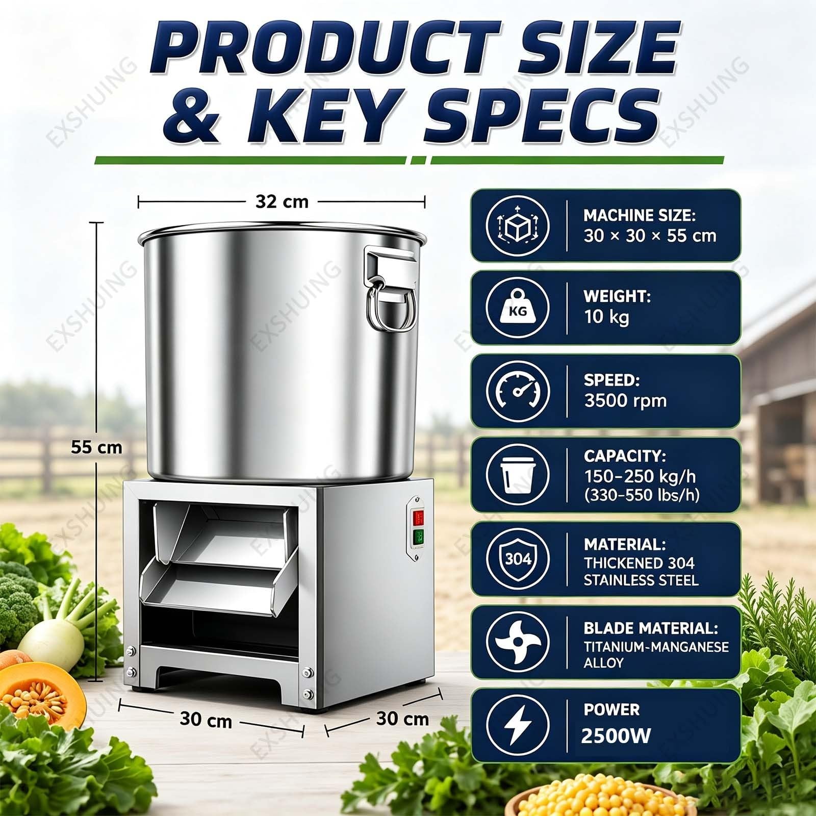 Robot Da Cucina Professionale, Trita-verdure Elettrico Da 2500 W