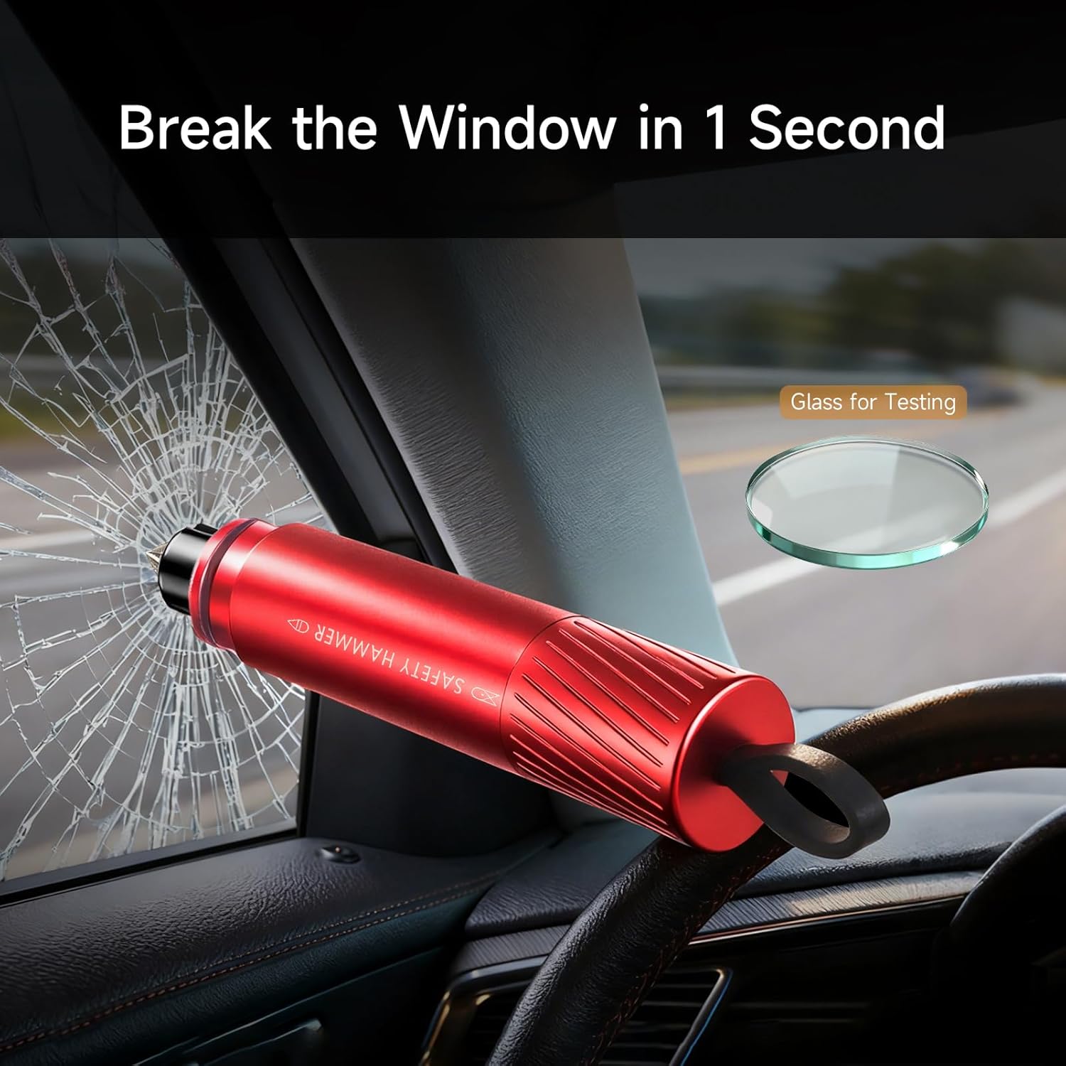 3Pcs Car Window Breaker Seatbelt Cutter, 2-in-1 Car Escape Tool, Window Breaker Glass Tool & Seatbelt Cutter, Essential Car Safety Hammer for Vehicle Emergencies