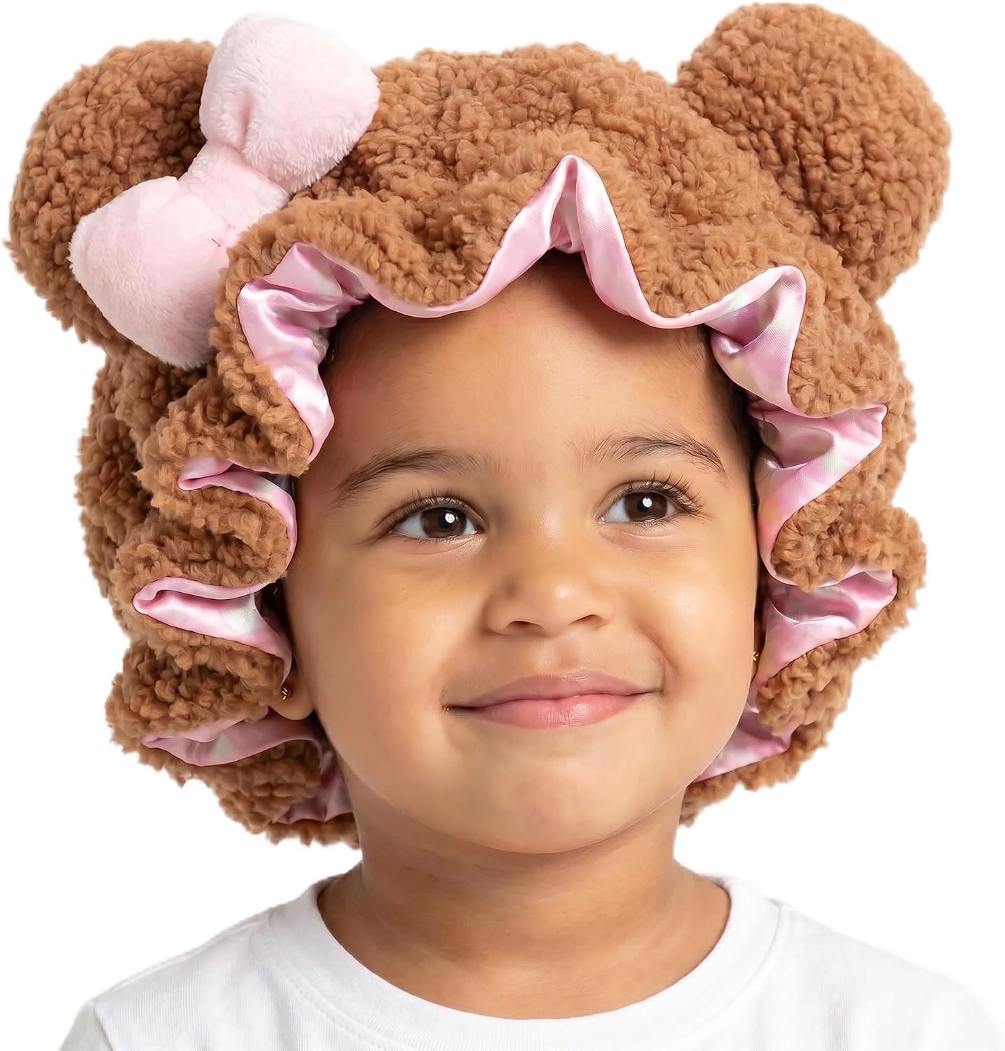 Teddy Satin‑Lined Sleep Bonnet – Protective Plush Bonnet for Women with Curly Natural Hair, Helps Reduce Breakage & Thinning