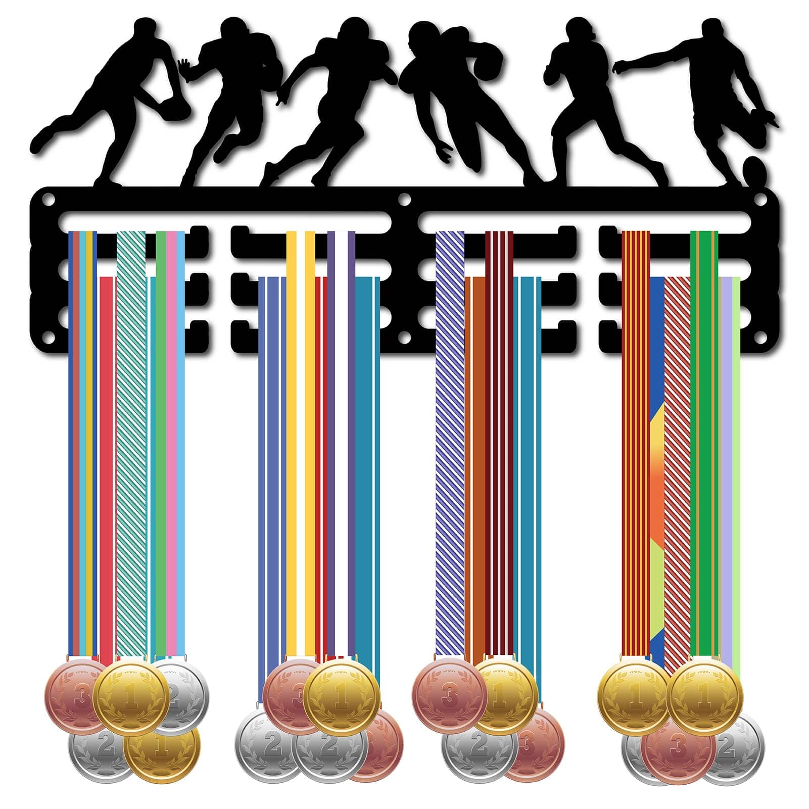 CREATCABIN Soporte para Medallas Ciclismo,Perchas Medallas Bicicleta,Estante Exhibición Deportes,Premios Colgantes Metal,Decoración Montaje Pequeño,Latido del Corazón para Maratón,Negro,29x13cm — view 8
