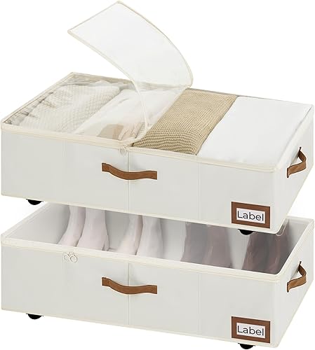 StorageWorks Almacenamiento debajo de la cama con ruedas, contenedores de almacenamiento debajo de la cama de 10 pulgadas con tapa, organizador de