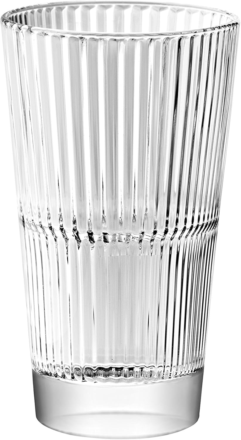 Barski - European - Glass - Hiball Tumbler- Stackable - Won't Get Stuck - Artistically Designed - 13.5 oz. - Set of 6 Highball Glasses - Made in Europe