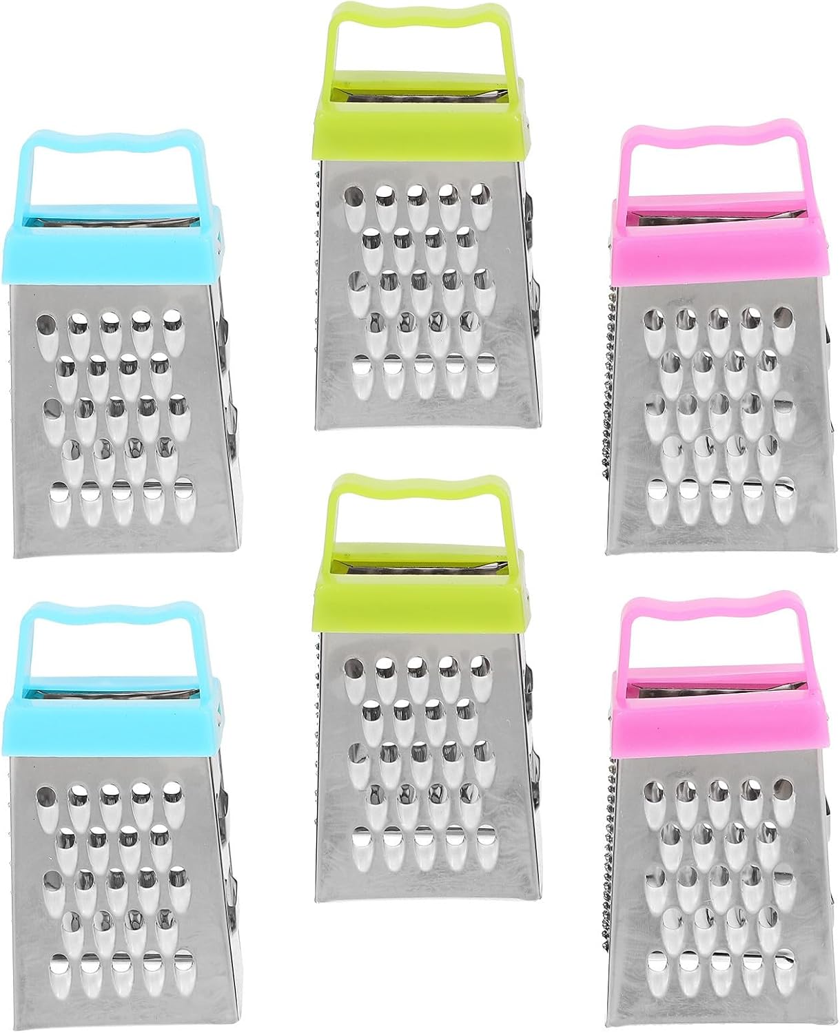 6 Pack Mini Cheese Graters Stainless Steel Box Graters with Handles