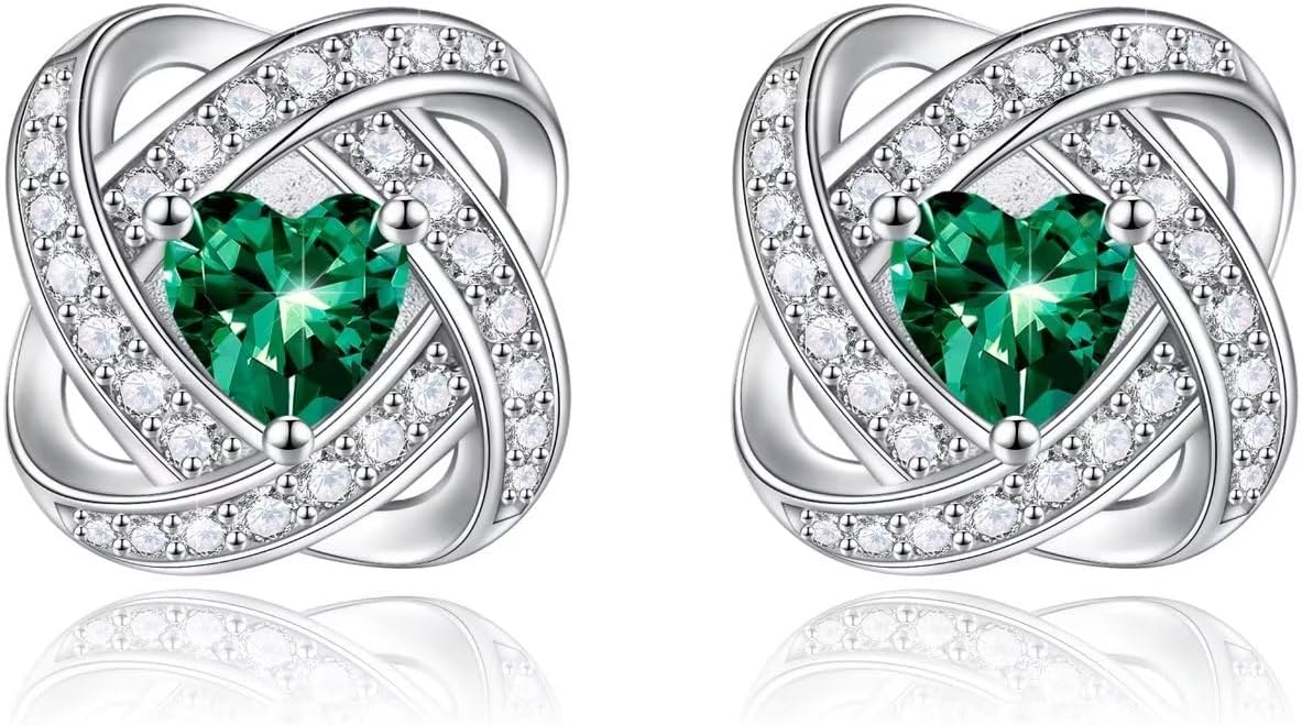 Iefil Mothers Day Gifts for Wife Mom - 925 Sterling Silver Birthstone Stud Earrings, Women Jewelry Gifts