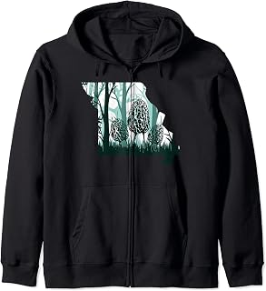 Missouri Map Morel Mushroom Hunting Shrooming Morels Fungi Zip Hoodie