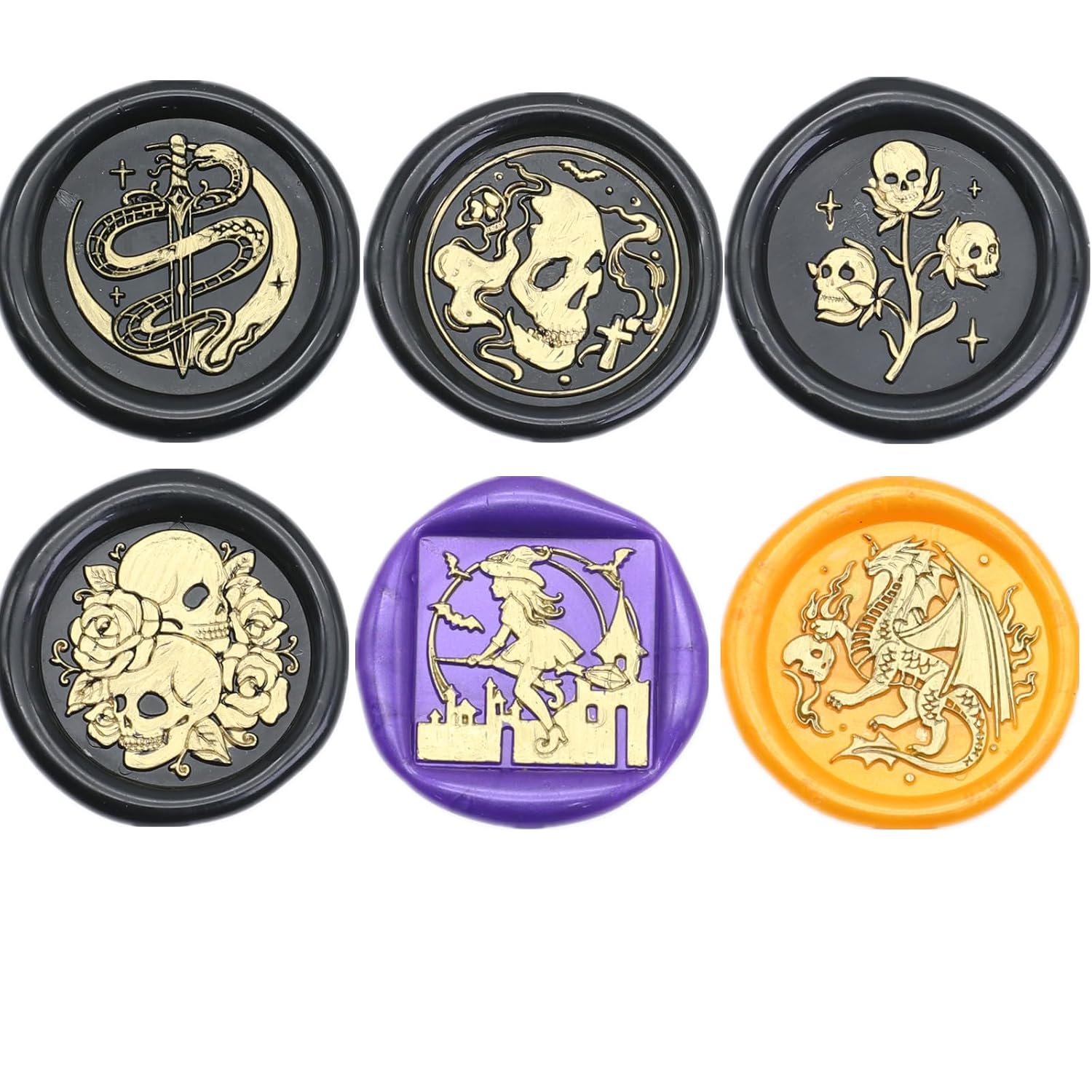 Skull Skeleton Wax Seal Stamp Set - Removable Brass Head Sealing Stamp Kit, Great for Decorating Party Invitations