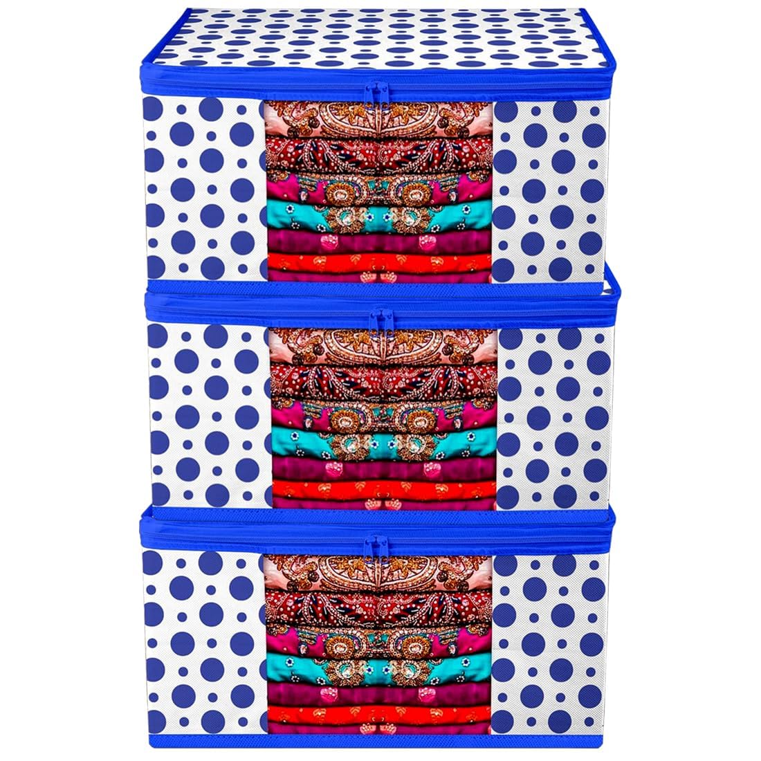 AI ANKIT INTERNATIONAL® Blue Polka Dot Saree cover/Clothes Storage Bag/Cloth Cover bag/Saree Cover Bag Pack of 03 (Blue Bindi-pk-03) (B093ZVQZ9F) Amazon Price History, Amazon Price Tracker