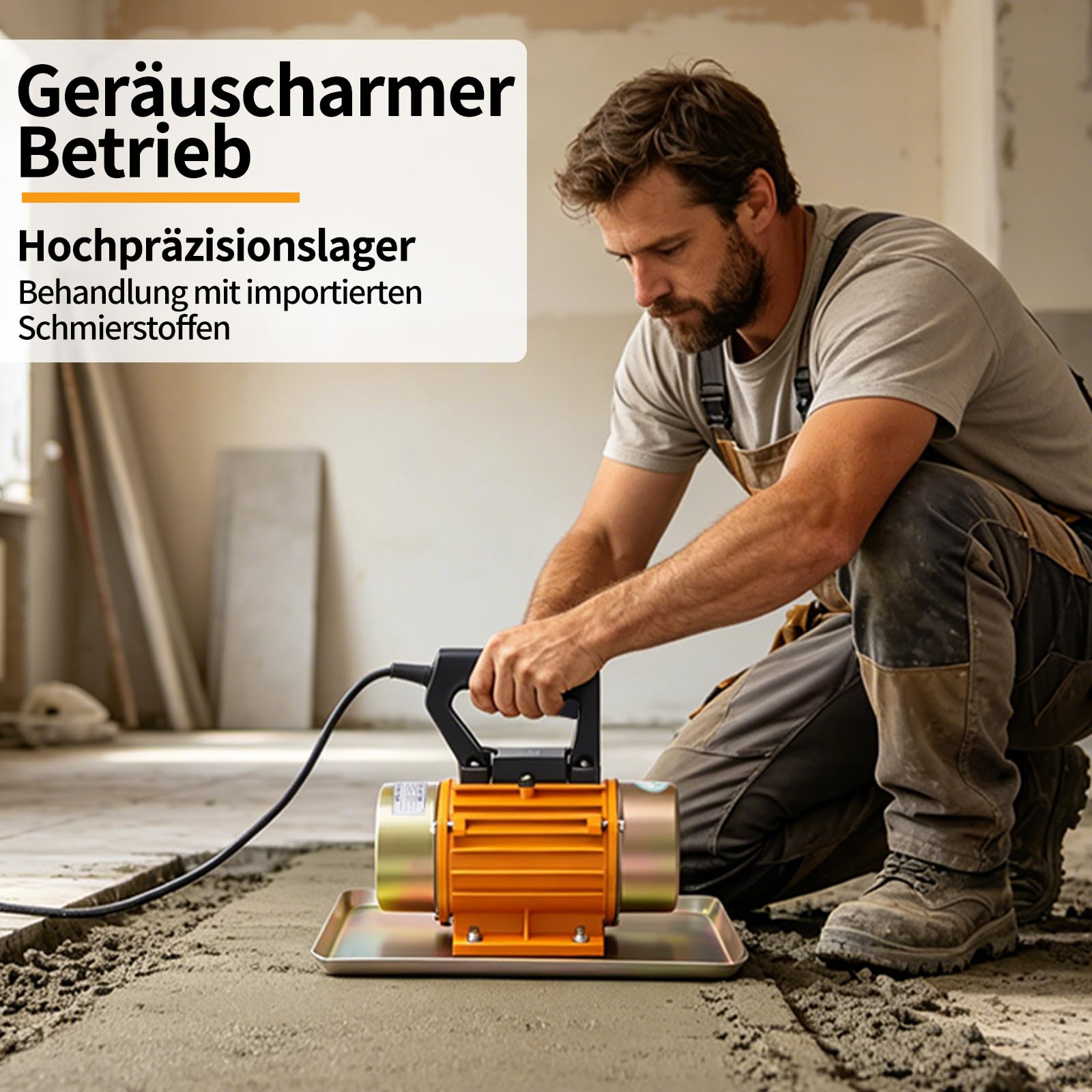 220V 250W Betonrüttler Klein Rüttelplatte Elektrischer Betonrüttler Betonverdichter mit Kupferspulen, Verdichter Stampfer Bodenverdichter