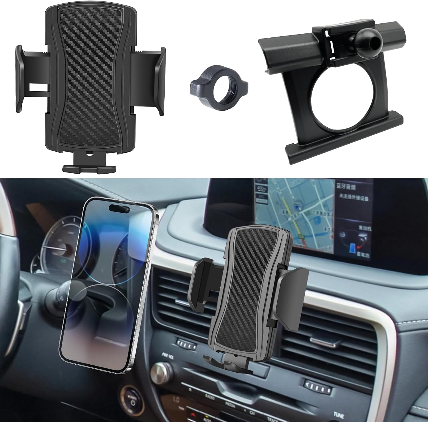 Car Phone Mount for Lexus RX 2016-2022 Phone Holder Navigation,Cellphone Mobile Cradle Auto Accessories Bracket Anti-Shake,360 Degree Rotation,Compatible for All Cell Phones