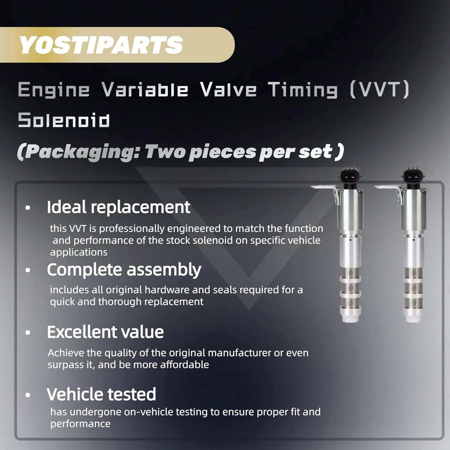 Engine Variable Valve Timing Solenoid VVT 2-pc Compatible with IMPALA MALIBU EQUINOX G6 CTS VUE COLORADO TRAVERSE ACADIA CAMARO LACROSSE TERRAIN SRX ENCLAVE RENDEZVOUS CAPRICE 3.0L 3.6L 2.8L 3.2L