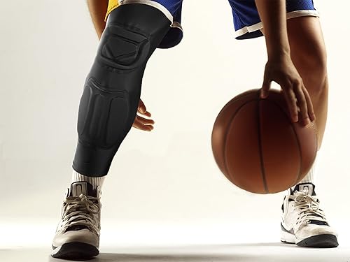 Miniatura 6 de TIAXU TIAXU Rodilleras acolchadas para pantorrillas, manga de compresión para piernas, protector de muslo, espinilleras para fútbol, baloncesto,