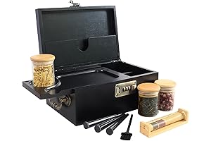 Bamboo Box with Combination Lock for Odor Free Marijuana Storage