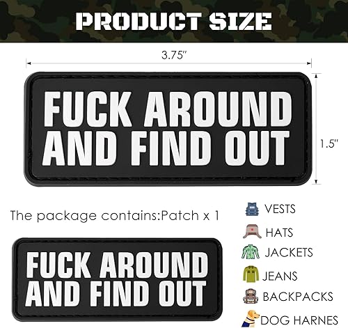 Miniatura 3 de Fuck Around and Find Out - Divertido parche de PVC moral, protegido por F Around y descubra los parches tácticos para mochilas, gorra, chaquetas,