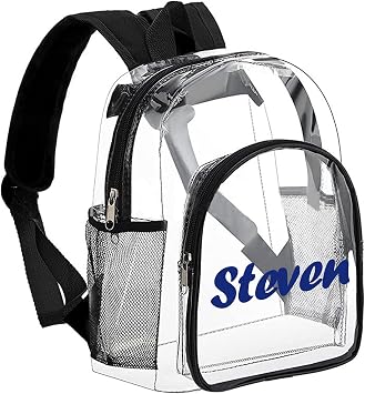 Personalized Clear Backpack Custom Name, Clear Bookbag See Throug Back Pack Heavy Duty Transparent Backpack- Customized Gifts
