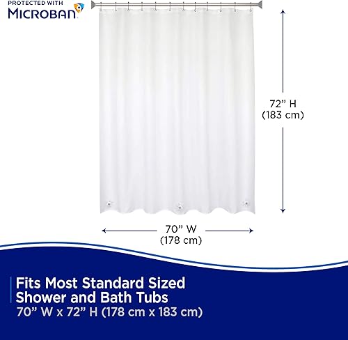 Miniatura 8 de Kenney MB61169 Microban Protected - Cortina de ducha de PEVA, resistente al agua, calibre 8, con ojales de metal resistentes al óxido y dobladillo