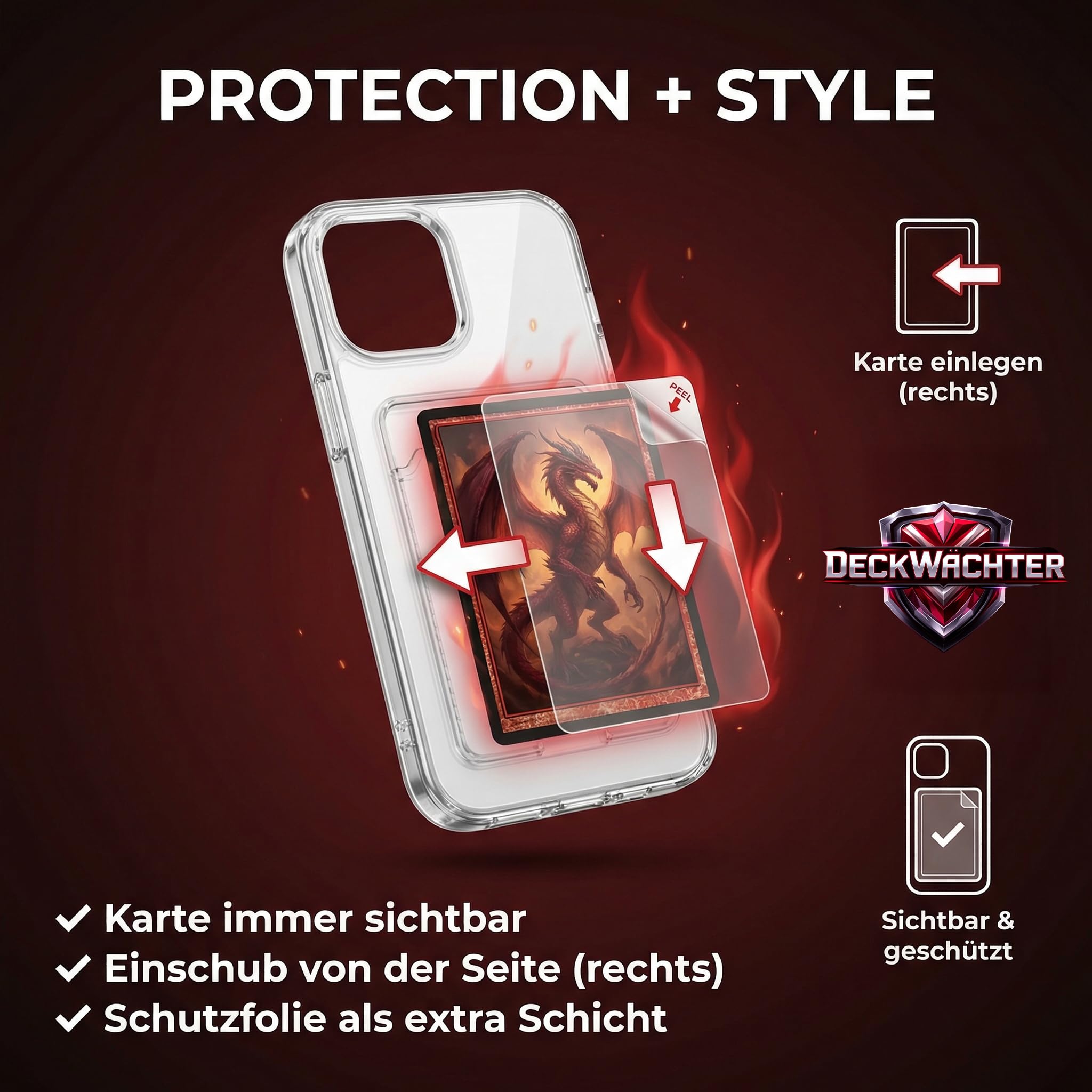 Funda para teléfono móvil con pantalla de tarjetas coleccionables: compatible con iPhone, Crystal Clear, funda para tarjetas TCG, protege y presenta tu tarjeta favorita (funda para iPhone