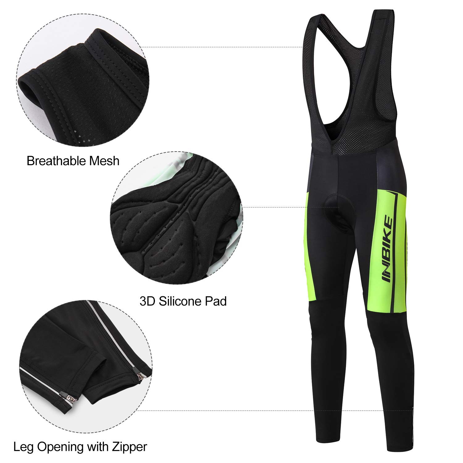 INBIKE Maillot Vélo Manches Longues + Pantalon Cuissard VTT 3D Coussin Rembourré Gel A Bretelle Tenue Cyclisme Confort Homme Printemps Automne