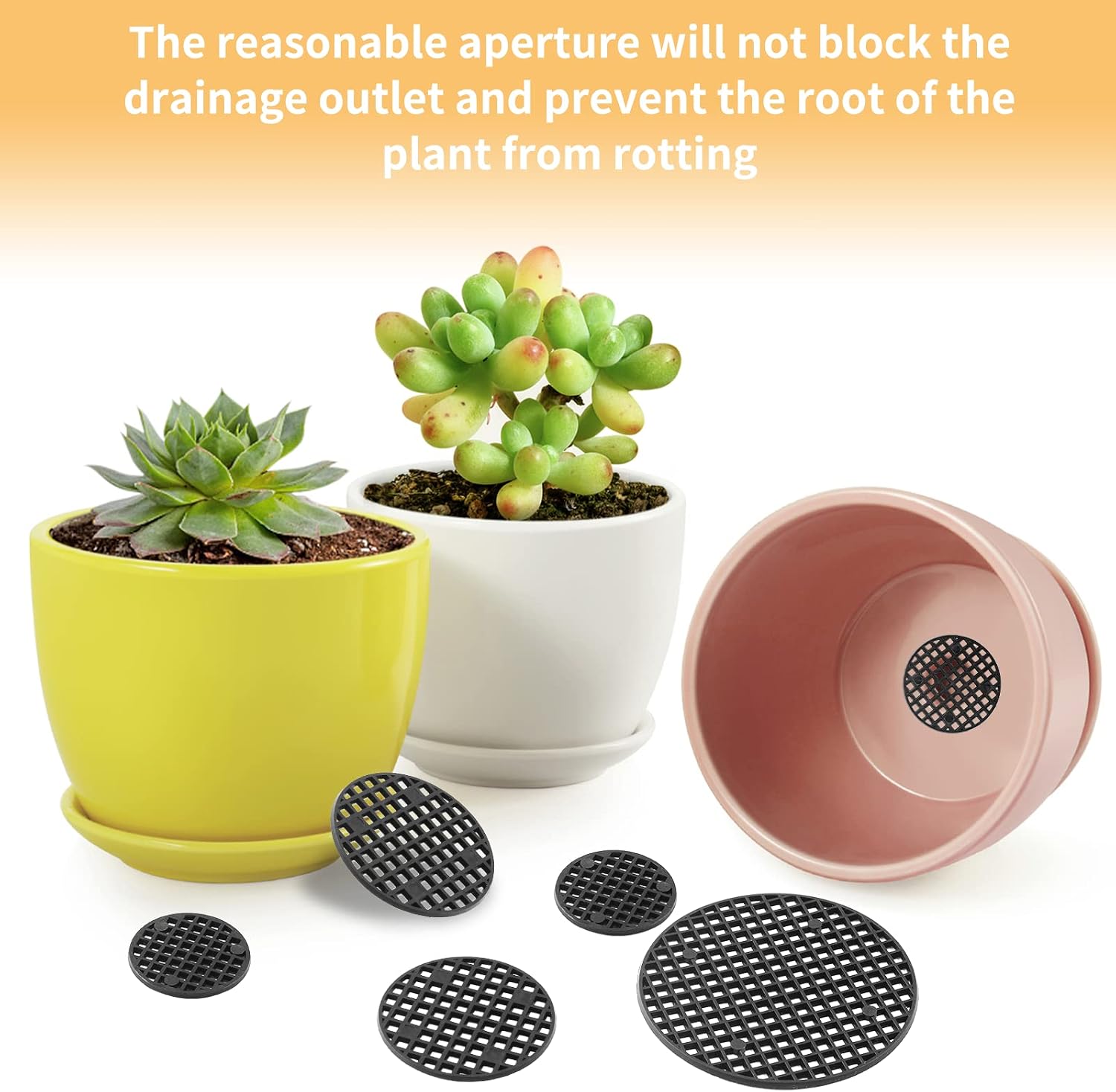 Bivethoi Plant Pot Mesh Hole Cover, 3 Sizes, Black, 150pcs image 5