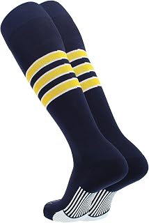 TCK Dugout Series Striped Baseball & Softball Socks - USA Made Over the Calf, Moisture-Wicking Athletic Socks