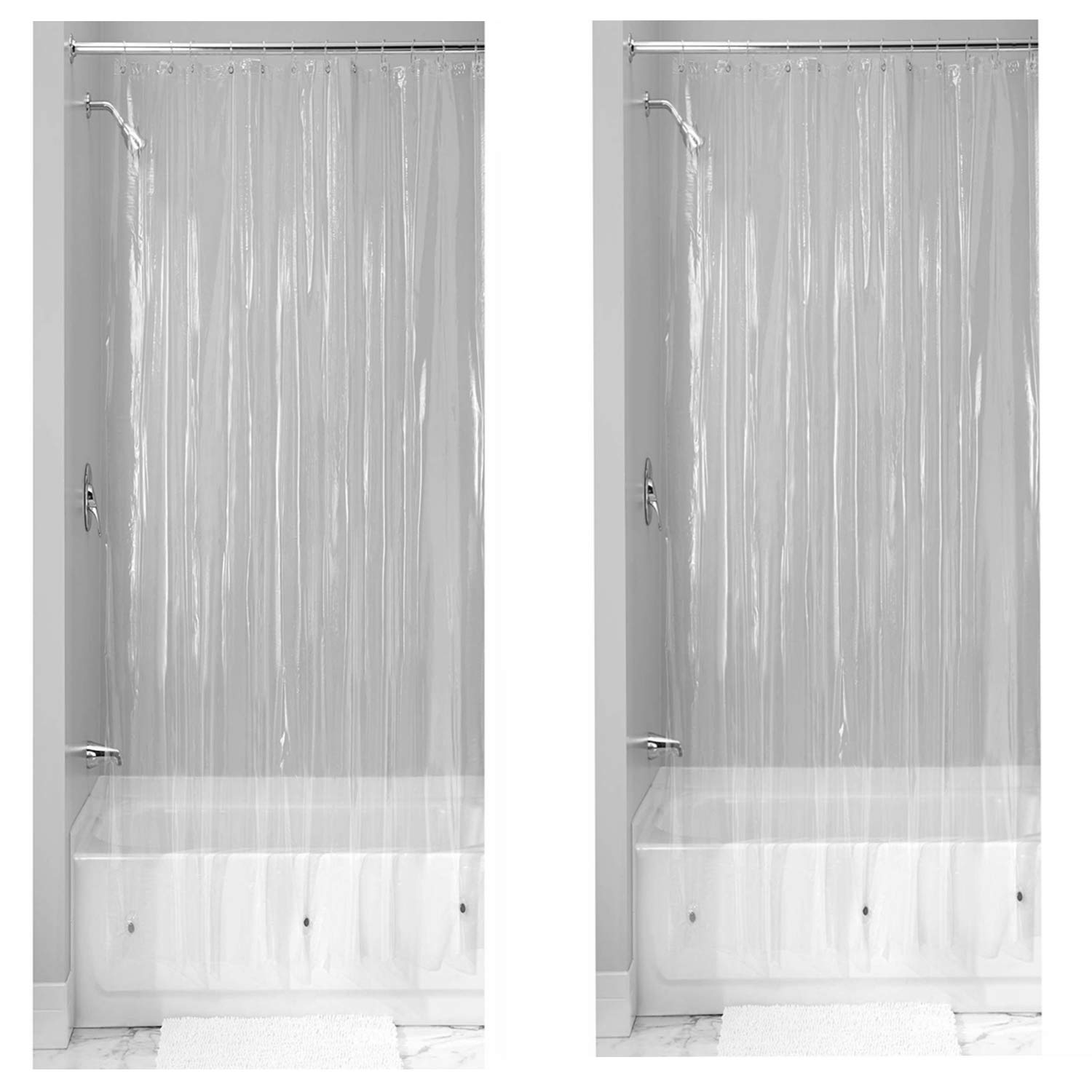 Ghooss PEVA 4G Shower Curtain Liner(Pack of 2),Odorless Shower Curtain for Bathroom,72 Inch by 78 Inch 72x78x2 transparent