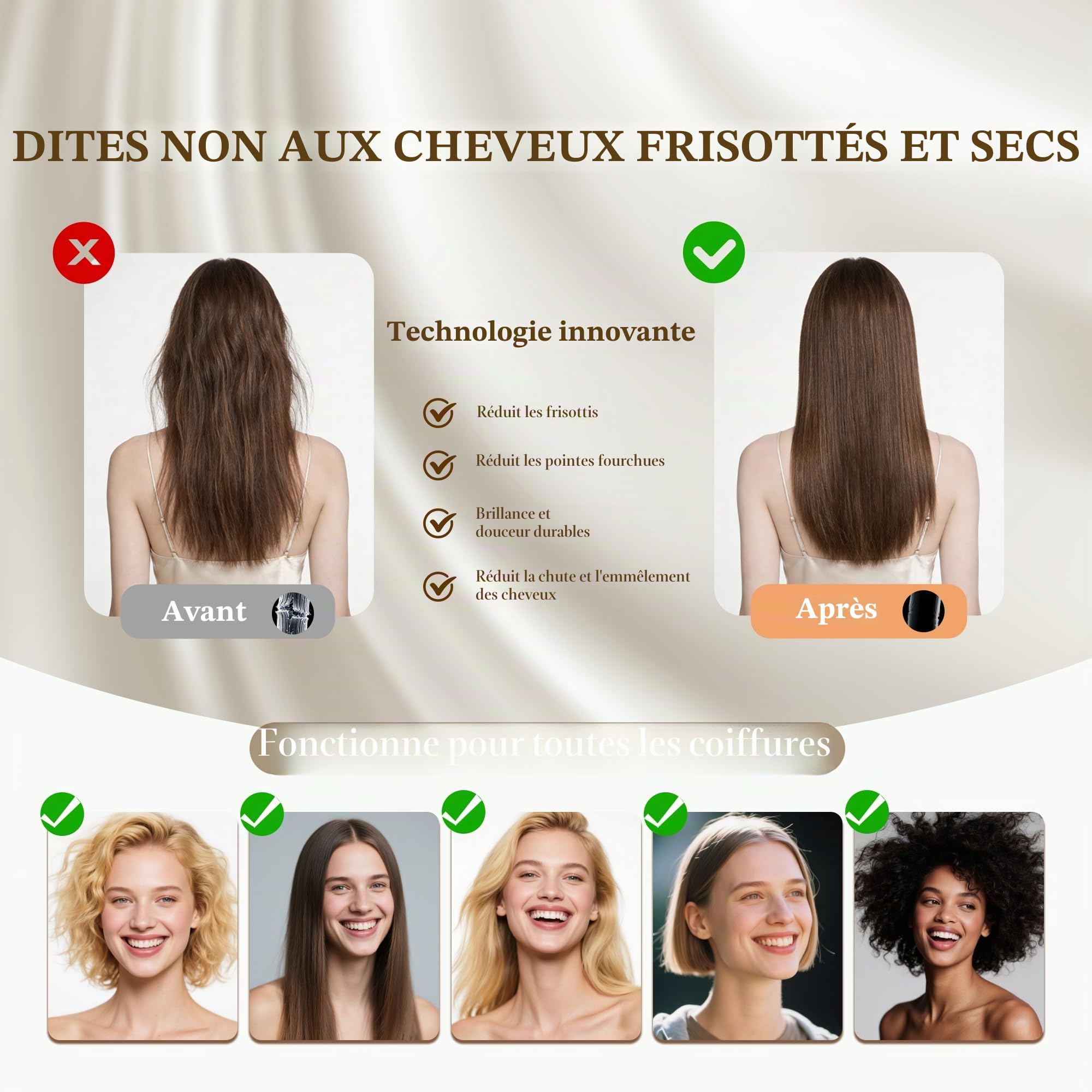 townssilk Bonnet de nuit 100% soie de mûrier pour femme, bonnet de nuit 16 momme en soie, bon pour les cheveux, protège les cheveux, bonnet de nuit en soie, double couche,coffee