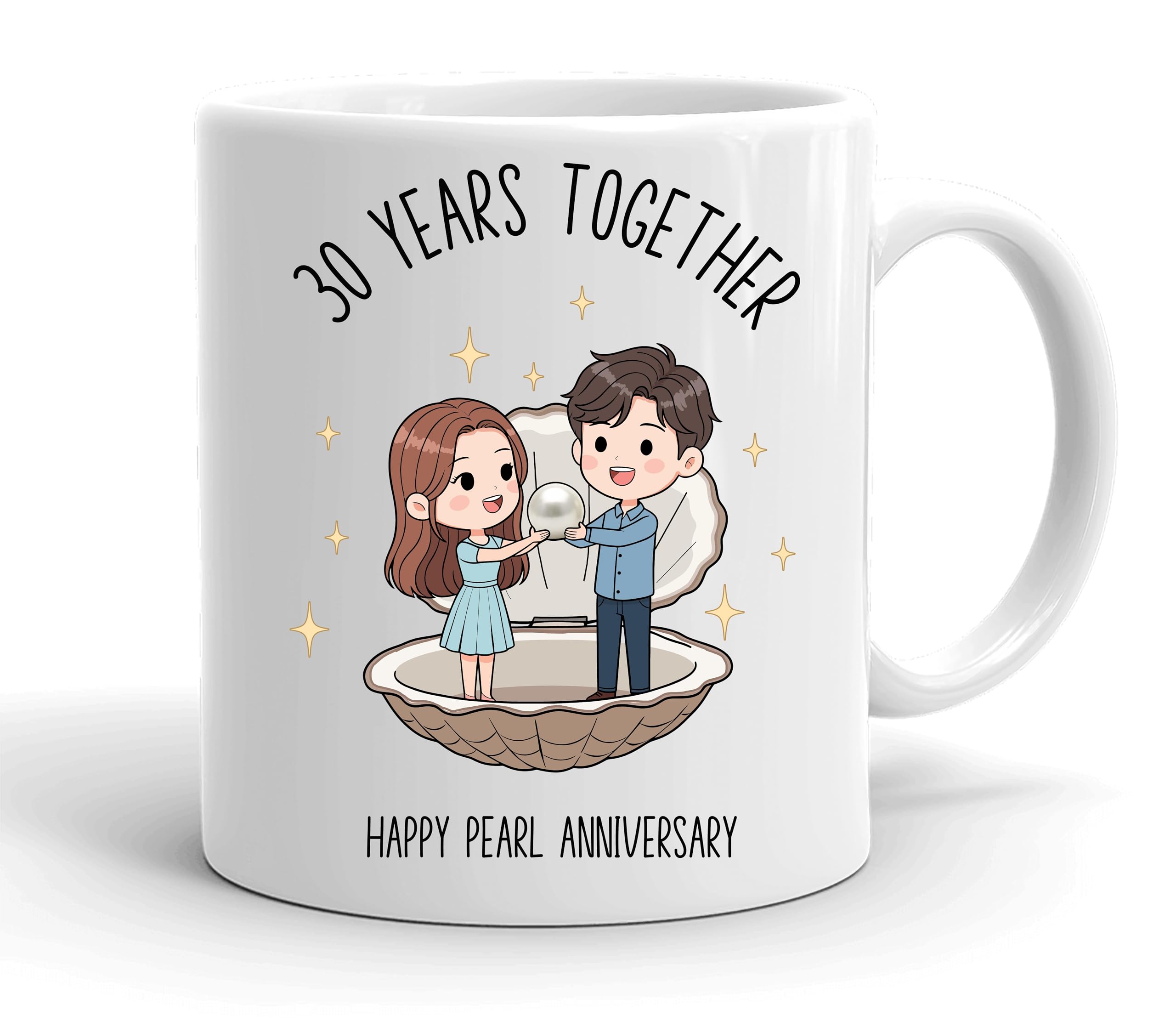 VIROSA 30 Years Pearl Anniversary Mug – 11oz Ceramic Coffee Cup Gift for Husband, Wife, Couples – Thirtieth Wedding Anniversary Present Idea, Romantic Keepsake — image 1
