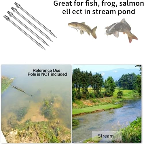 Miniatura 3 de Gancho de pesca de mango largo, lanza de púas de acero inoxidable de 0.315 in, fácil de transportar para lago de río estanque, compatible con caña