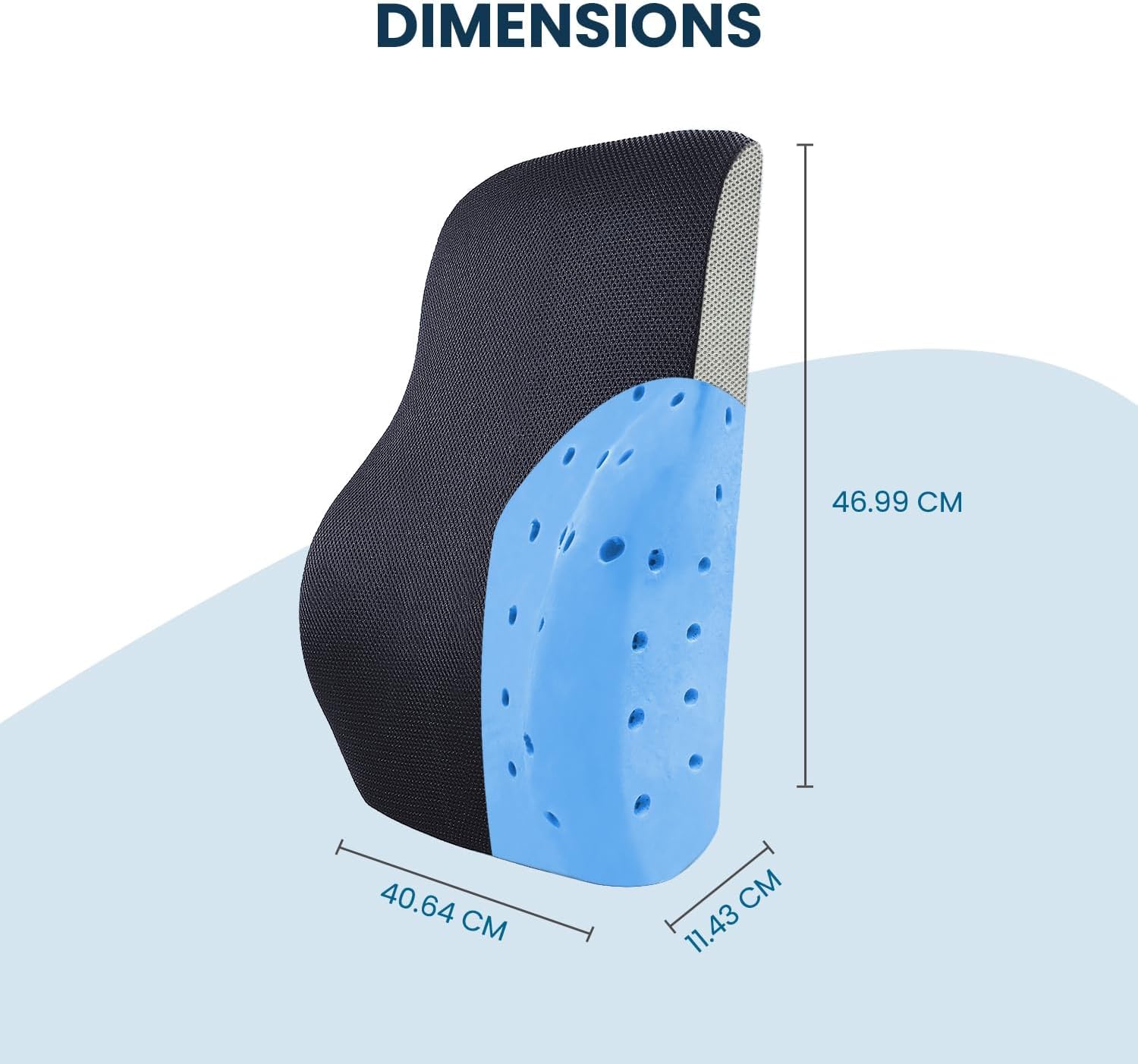 Back Support for Office Chair Lumbar Support for Office Chair, Car Seat Back Support, Memory Foam Pillow (Gel Ventilated, Black/Grey)