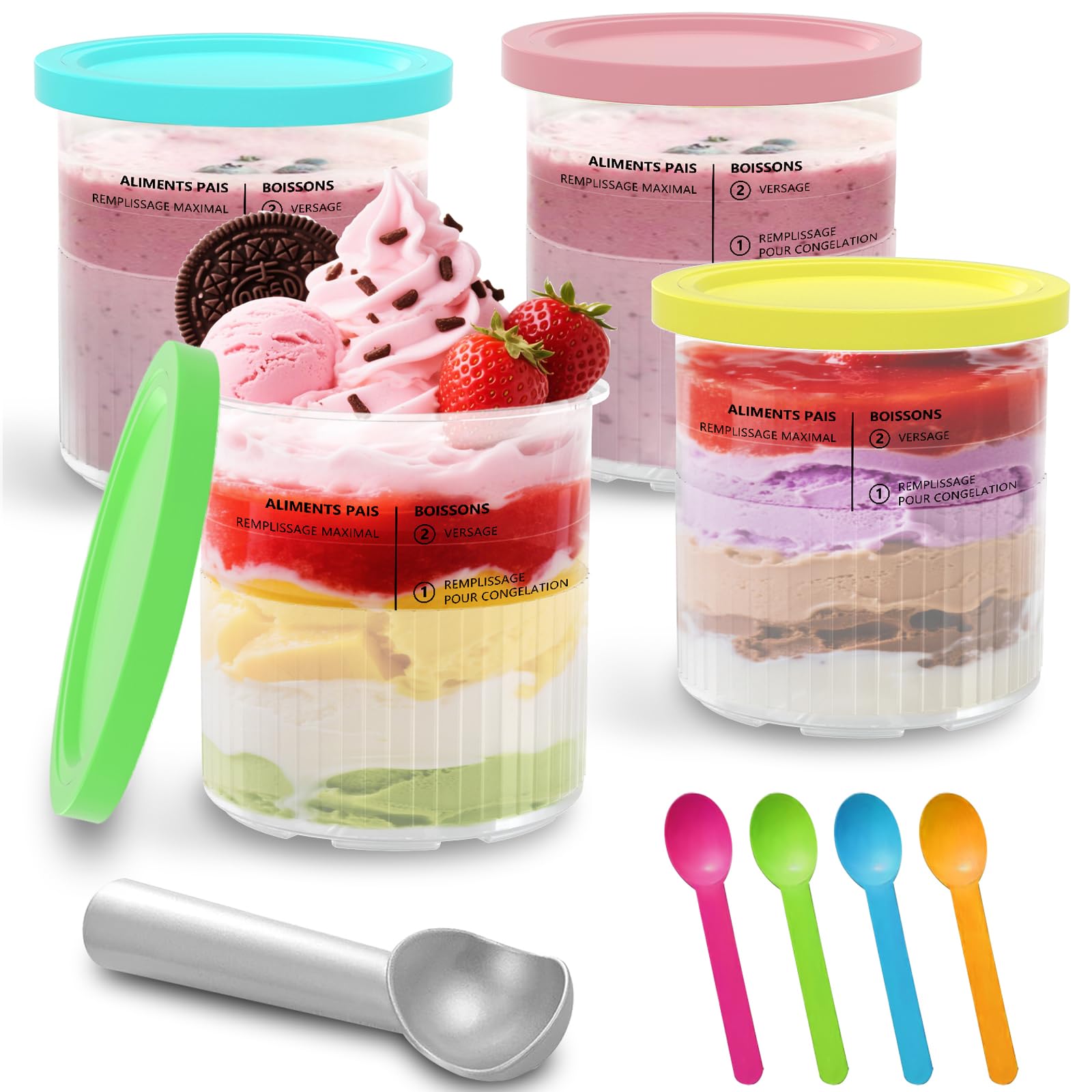 Recipientes De Repuesto Para Ninja Creami Deluxe – Pack 4, Tapas Herméticas, Sin BPA, 3088177