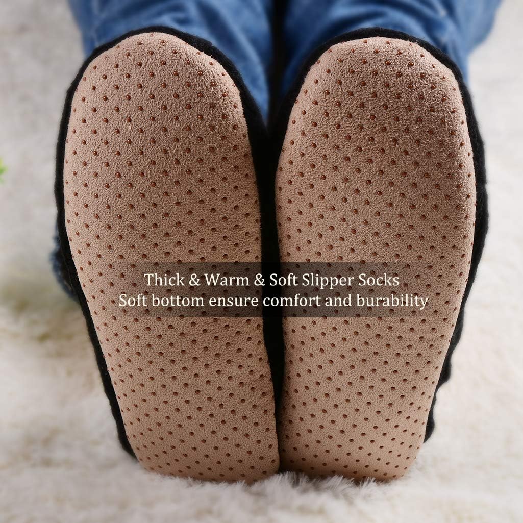 Panda Bros 2 Pairs Slipper Socks For Women With Grippers, Fuzzy Womens Slipper Socks With Non Slip Bottoms, Cozy Warm House Slippers - Image 5