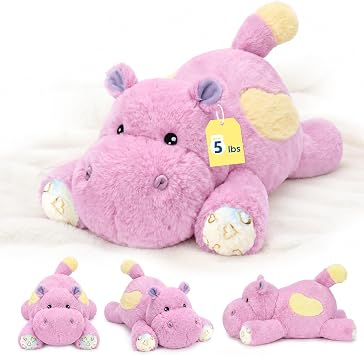 PEACH CAT 23.6 inch 5 lbs Hippo Weighted Stuffed Animals Large Hippopotamus Plushies Cute Plush Toys Gifts for Kids Adults