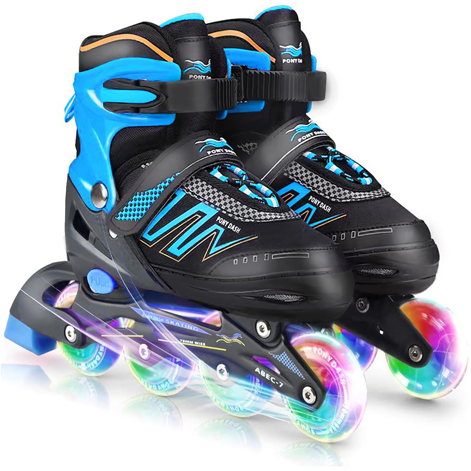 Roller en Ligne Enfant - Roller Enfant Garcon Fille, Roller Lumineuse, 4 Tailles Réglables